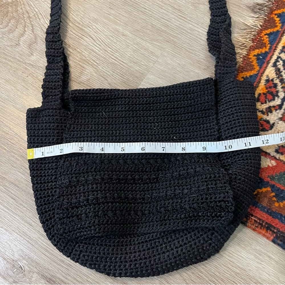 Vintage black knitted crossbody purse - Picture 6 of 6